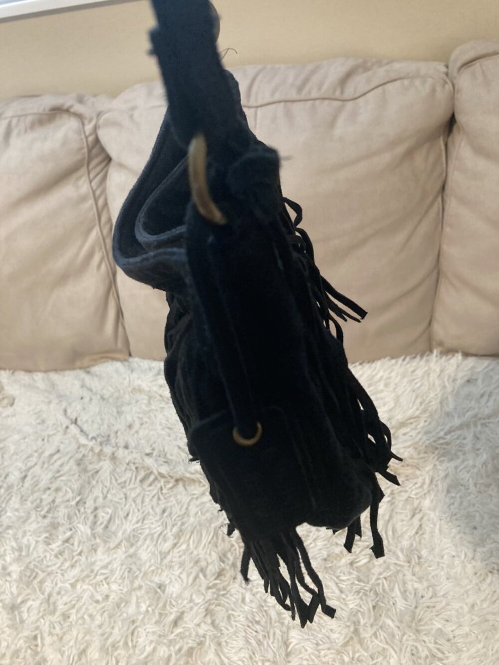 Mossimo Black Suede Fringe crossbody bag - Picture 5 of 12